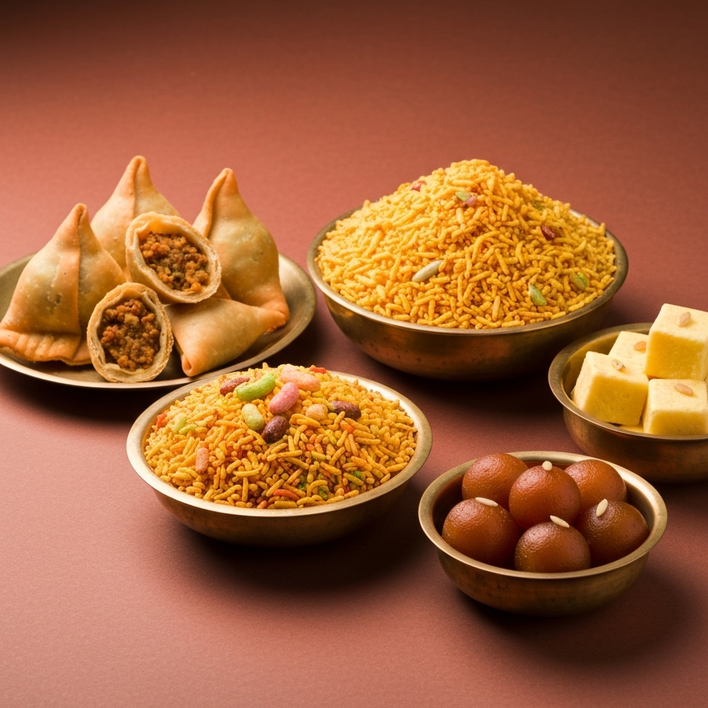 Delicious Indian snacks arrangement